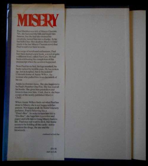 STEPHEN KING  Misery - Hardback - 1987 - First UK Edition and 1st Printing - Hodder and Stoughton