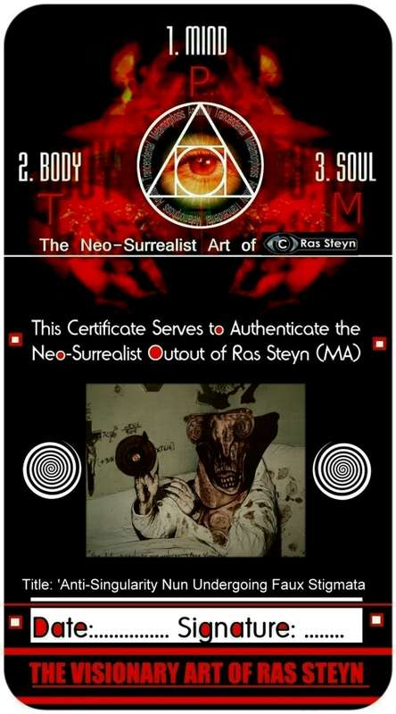 `The Anti-Singularity Nun Undergoing Faux Stigmata` by SA Artist Ras Steyn - Mixed Media - Signed