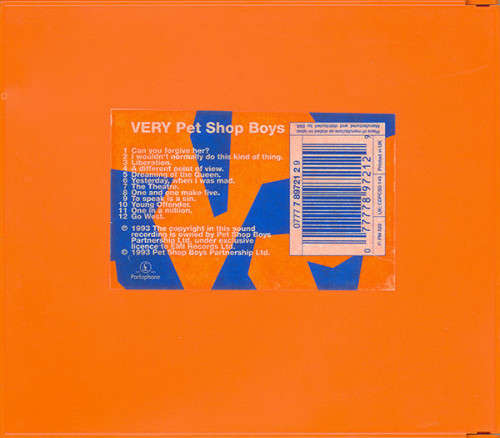 Pet Shop Boys - VERY - 1993 - EMI Records Printed in UK - Box Good / Disc VG+