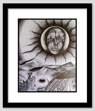 Original Work: `The Sun Eater`s Day Off` by Ras Steyn - 2Band3B Lead Pencil Drawing - Mounted/Signed