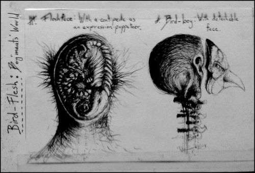 `Bird Boy Syndrome` by Notorious Surrealist Pioneer Ras Steyn - Original Pen and Ink Diary Sketch