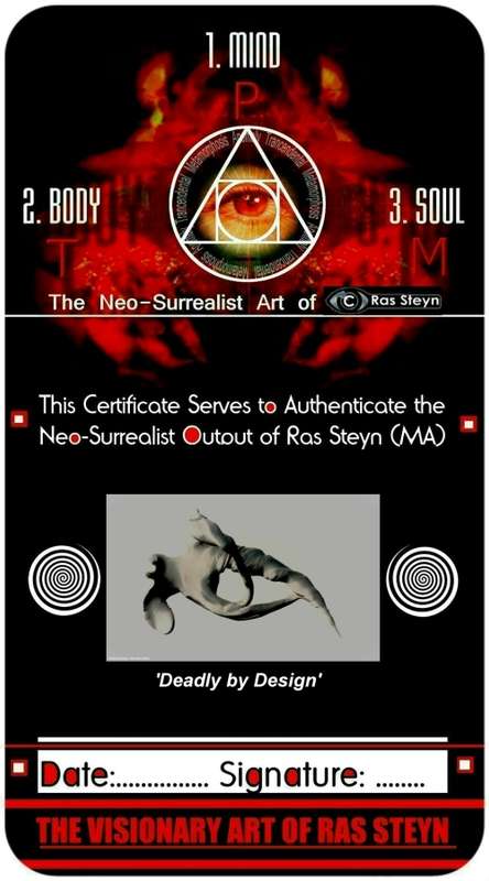 `Deadly by Design` A2 Mounted CANVAS Print by Divergent Surrealist Ras Steyn - One Available Only 1