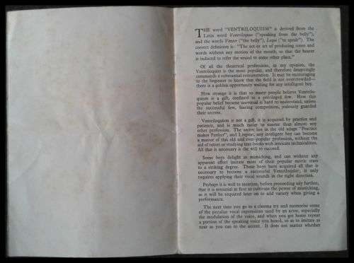 Secrets of Ventriloquism by Prof. Foxtone - Instruction Manual - With 4XPage Booklet: Voice Throwing