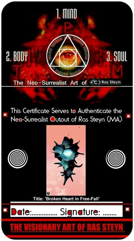 Original Metal Print `Broken Heart in Free-Fall` by Surrealist Ras Steyn [MA] - SINGLE EDITION*