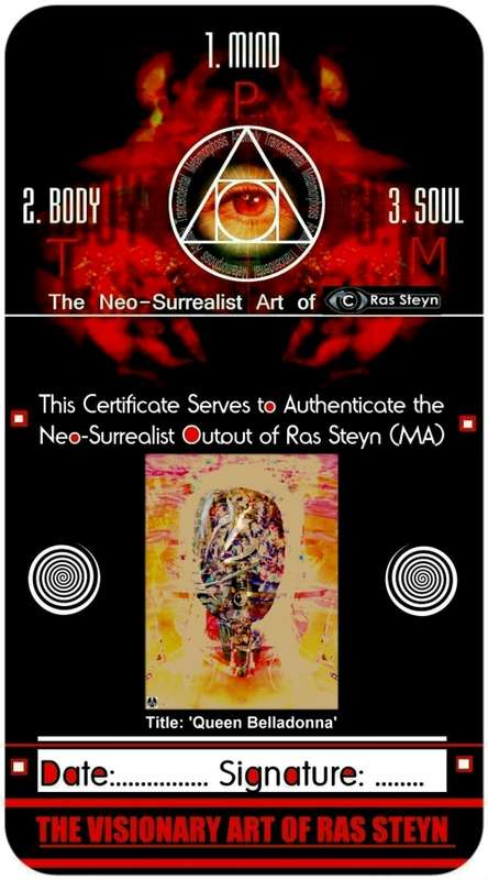 ASTRACT SURREALISM: `Queen Belladonna V` by Surrealist Pioneer Ras Steyn [ACRYLIC Single Ed. Print]