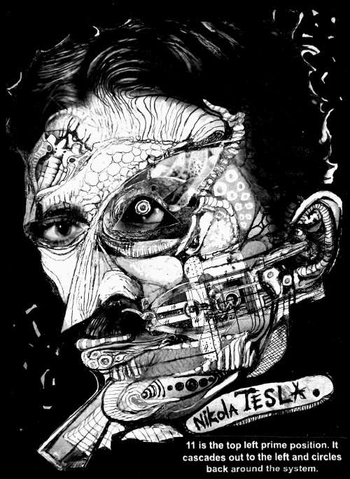 PORTRAIT OF NIKOLA TESLA by Surrealist Pioneer Ras Steyn - 297mm by 420mm - Signed Canvas Print