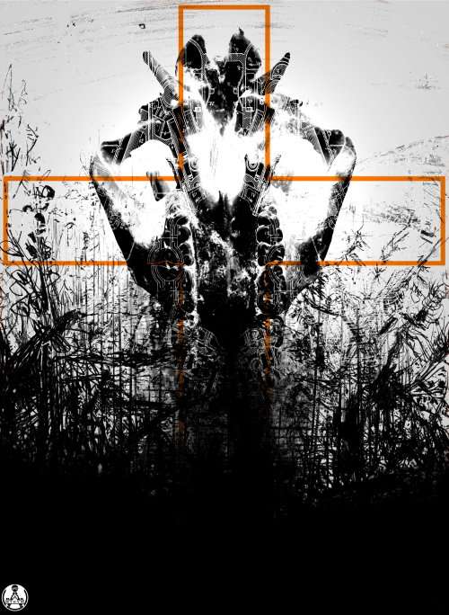 ` Skeleton Cross Junction ` by SA Surrealist Ras Steyn - 800MMX1100 - Premium Canvas 2/2Ed.
