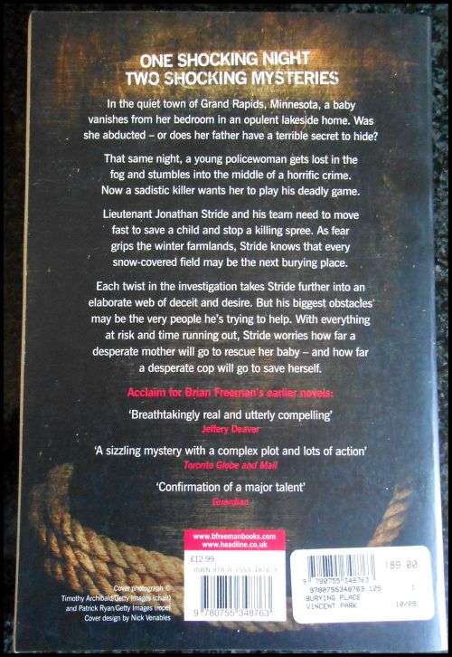 BRIAN FREEMAN - The Burying Place - Large Softcover - 1st Headline Edition - 2009 - Once Read