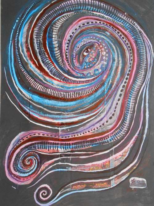 Original Painting: Lovecraft`s Vision by Surrealist Ras Steyn [MDFA] - Mixed Media - 340MM by 250MM