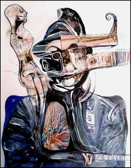 Surrealism: Portrait of Sir Francis Bacon the 3rd : Surrealist Pioneer Ras Steyn - A2 CANVAS 1x ONLY
