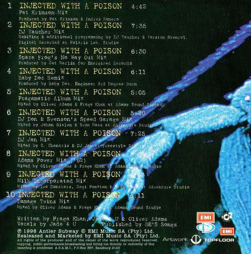 PRAGA KHAN: Injected with a Poison - 1998 - EMI - TOPFLOOR -1X Remixes of the Hit VG Condition