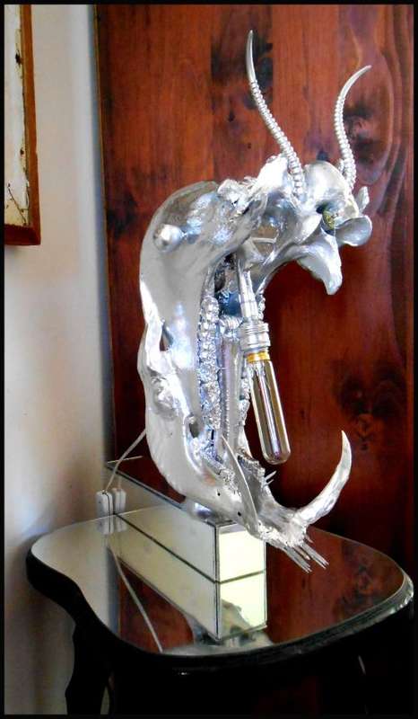 Title: `Taxonomic African Totem` - Large Orgonomical Skeletal Ambient Lamp by Ras Steyn [MFA]