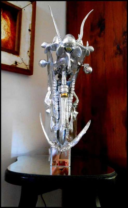 Title: `Taxonomic African Totem` - Large Orgonomical Skeletal Ambient Lamp by Ras Steyn [MFA]