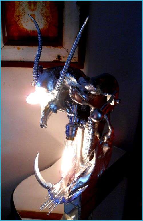 Title: `Taxonomic African Totem` - Large Orgonomical Skeletal Ambient Lamp by Ras Steyn [MFA]
