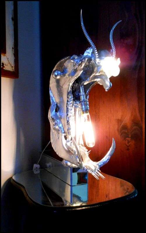 Title: `Taxonomic African Totem` - Large Orgonomical Skeletal Ambient Lamp by Ras Steyn [MFA]