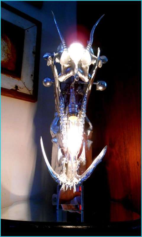 Title: `Taxonomic African Totem` - Large Orgonomical Skeletal Ambient Lamp by Ras Steyn [MFA]