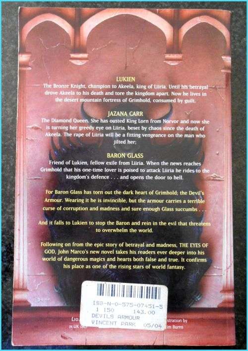 JOHN MARCO - The Devil`s Armour - Large Softcover - VICTOR GOLLANCS - 2003 - UK