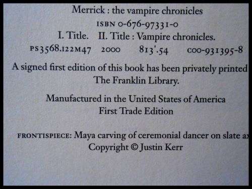 ANNE RICE - MERRICK - First Edition + 1st Impression - Alfred A. Knopf Publishing - 2000: USA