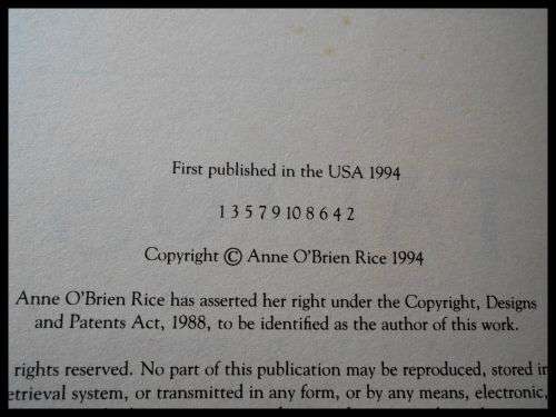 Anne Rice, Taltos Lives of the Mayfair Witches - First Edition and 1st Print Chatto and Windus