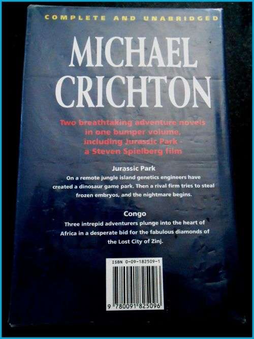 MICHAEL CRICHTON OMNIBUS: Jurassic Park and Congo - TEDSMART BOOKS - 1993 - Good Hardback*