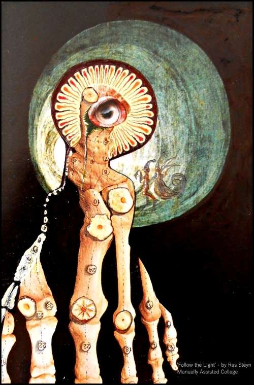 Surrealism Now: `Follow the Light` by Surrealist Ras Steyn - 240mmx165mm - Unframed