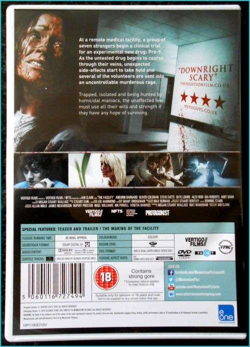 The Facility - HORROR - Vertigo Films - 2-18 - MP1183D - CONDITION: Like New*