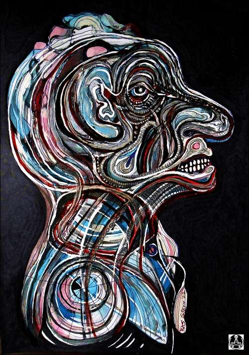 Original Art: Polychrome Acrylic Painting of `The Engineer in Room 101` by Masters Artist Ras Steyn