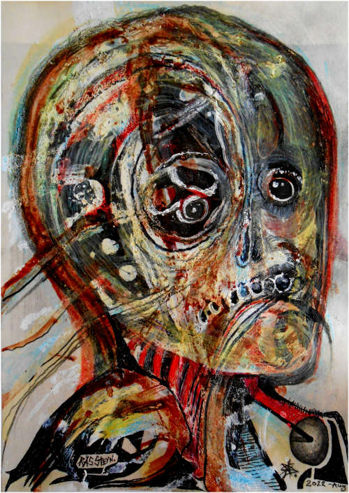 Original Art: `You and I could not be more alike` - Multi-Medium Drawing by Surrealist Ras Steyn MFA