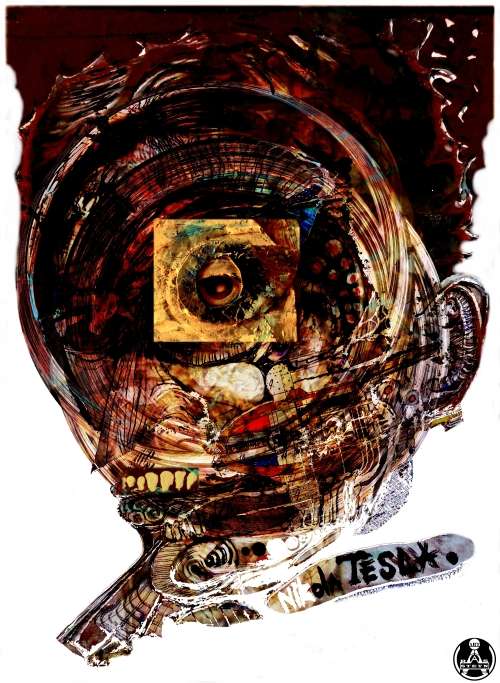 Trance Titanium Tesla by Surrealist Pioneer Ras Steyn [MFA] - Premium Canvas Print