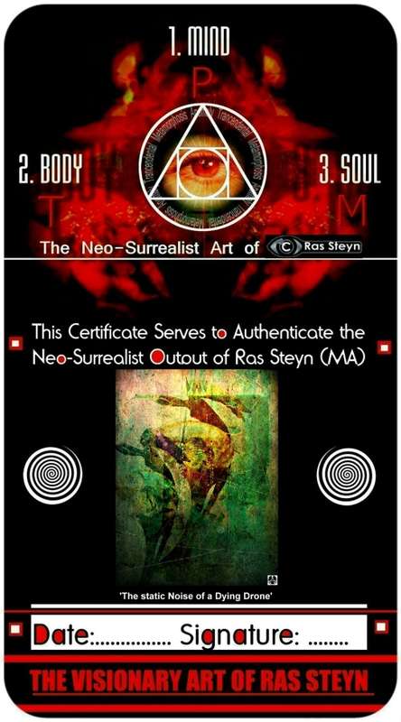 Title: `The Static Noise of a Dying Drone` by Abstract Surrealist Ras Steyn [MFA] - Ltd. Edition 1/1