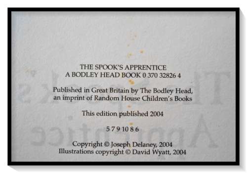 The Spook`s Aprentice by Joseph Delaney - Hardcover - The BODLEY HEAD - London - 2004 - Cond. Good*