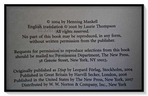 HENNING MANKELL - DEPTHS - Large Hardback with Neat Dustwrapper - 2006 - The New Press:NYC