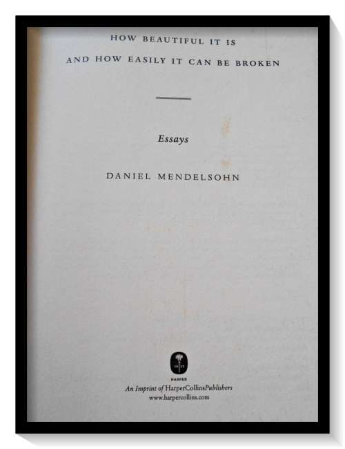 DANIEL MENDELSOHN - How Neautiful It Is - Essays - First Edition, 1st Printing - 2008 HarperCollins