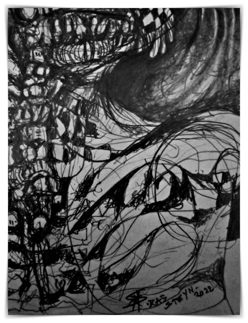 Original Art: The Unconscious Inkeeper - Lead Pencil Drawing by SA Surrealist Artist Ras Steyn*