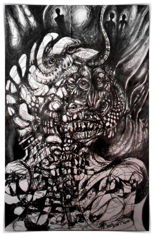 Original Art: The Unconscious Inkeeper - Lead Pencil Drawing by SA Surrealist Artist Ras Steyn*