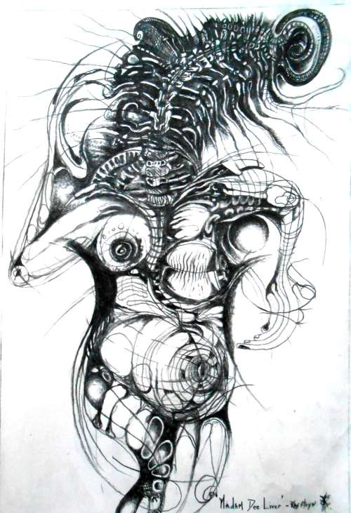 FUNKY MONSTERS SERIES: No.1 Madame Dee Liver by SA Surrealist Pioneer Ras Steyn (MFA)