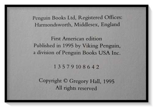 Gregory Hall: The Dark Backward - Hardcover First American Edition, 1st Print, VIKING, 1995 *****