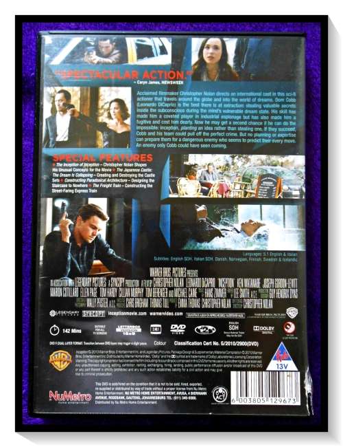 INCEPTION - Genre: Surreal Drama Mystery - with Leonardi Di Caprio - DVD - CONDITION: ALL GOOD***