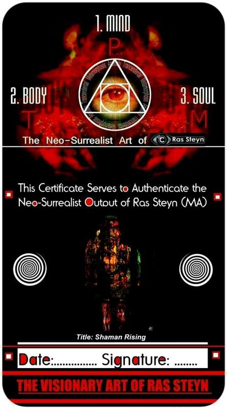 `Shaman Hunter` by Surrealist Artist Ras Steyn, Single Edition Luxury Gloss Print: 297mm X 420mm 1/1