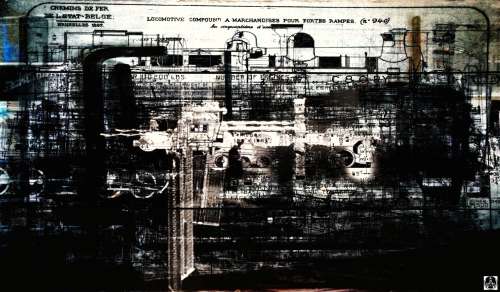 LOKOMOTIF 3000 by SA Artist Ras Steyn [MFA] - Steel Monstrosities No.3 841MM X 541MM ***