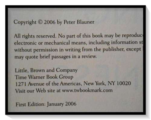 PETER BLAUNER - Slipping into Darkness - First Edition + 1st Print - 2006 - Little Brown Ltd. USA