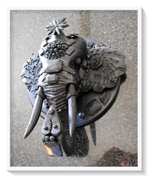 A Beautiful (Matte Black) Elephant Bust Decor Wall Hanging - Wooden 300MM by 330MM