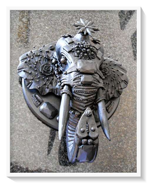 A Beautiful (Matte Black) Elephant Bust Decor Wall Hanging - Wooden 300MM by 330MM