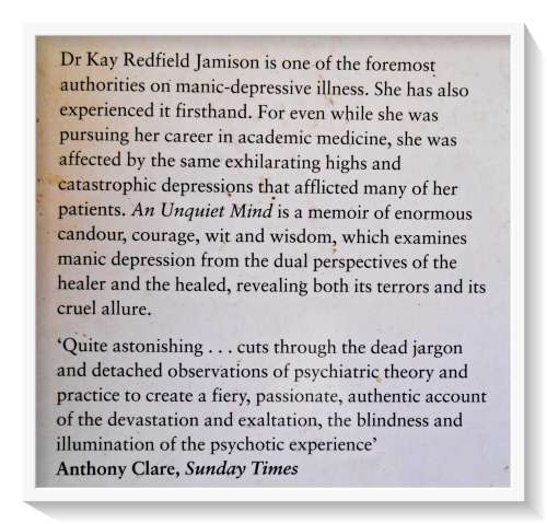 KAY REDFIELD JAMISON: An Unquiet Mind - Memoir of Moods and Madness - Softcover See images*