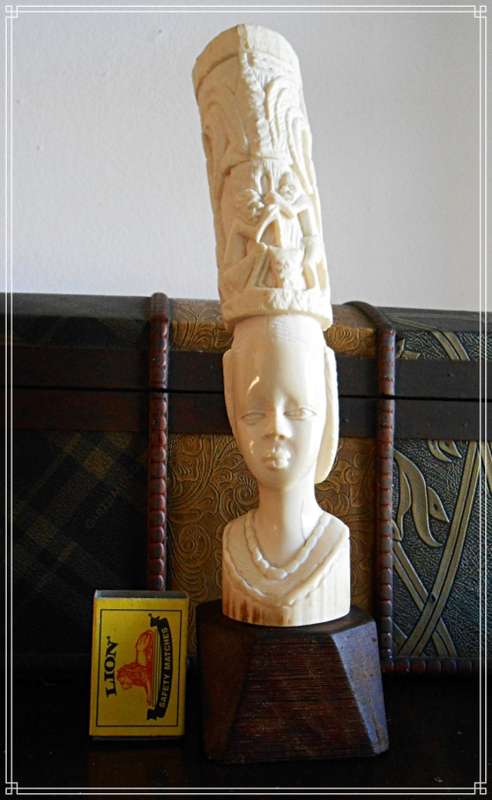 Antique Ivory Figure Carving - Loxodonta Dentine Artwork from Ghana Africa * Final PRICE DROP***