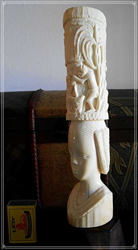 Antique Ivory Figure Carving - Loxodonta Dentine Artwork from Ghana Africa * Final PRICE DROP***