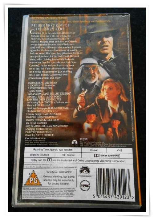 Indiana Jones and the Last Crusade - VHS - Vintage Video - Item in VG Condition*