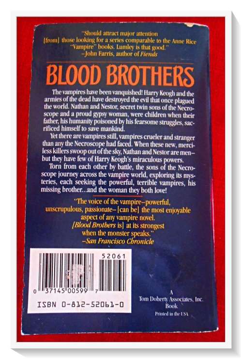 Brian Lumley: Blood Brothers - Paperbacks from Hell - TOR HORROR - Sep 1993 - B+