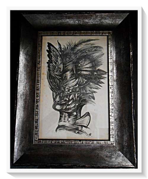 Original Drawing: Title: Navaho Reborn by SA Surrealist Artist Ras Steyn [MFA] - 300MM by 410MM