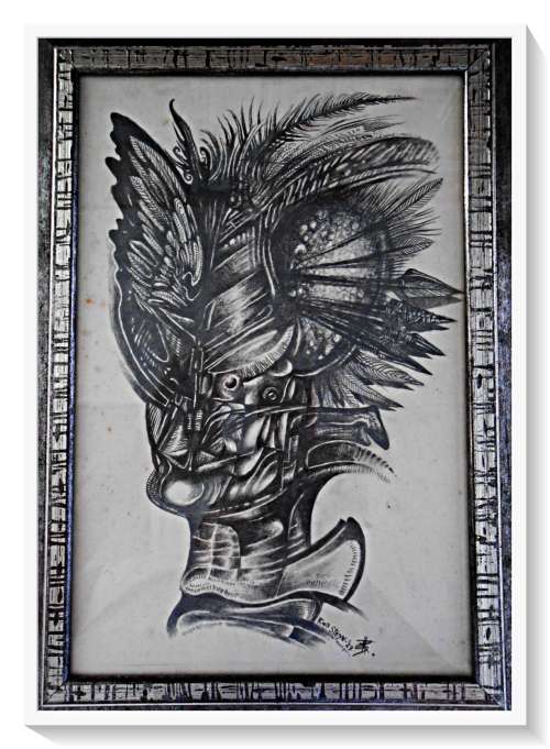 Original Drawing: Title: Navaho Reborn by SA Surrealist Artist Ras Steyn [MFA] - 300MM by 410MM